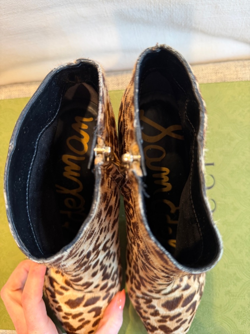 Sam Edelman Kinsey Leopard-Print Calf Skin Kitten Heel Ankle Boots - Picture 4 of 10